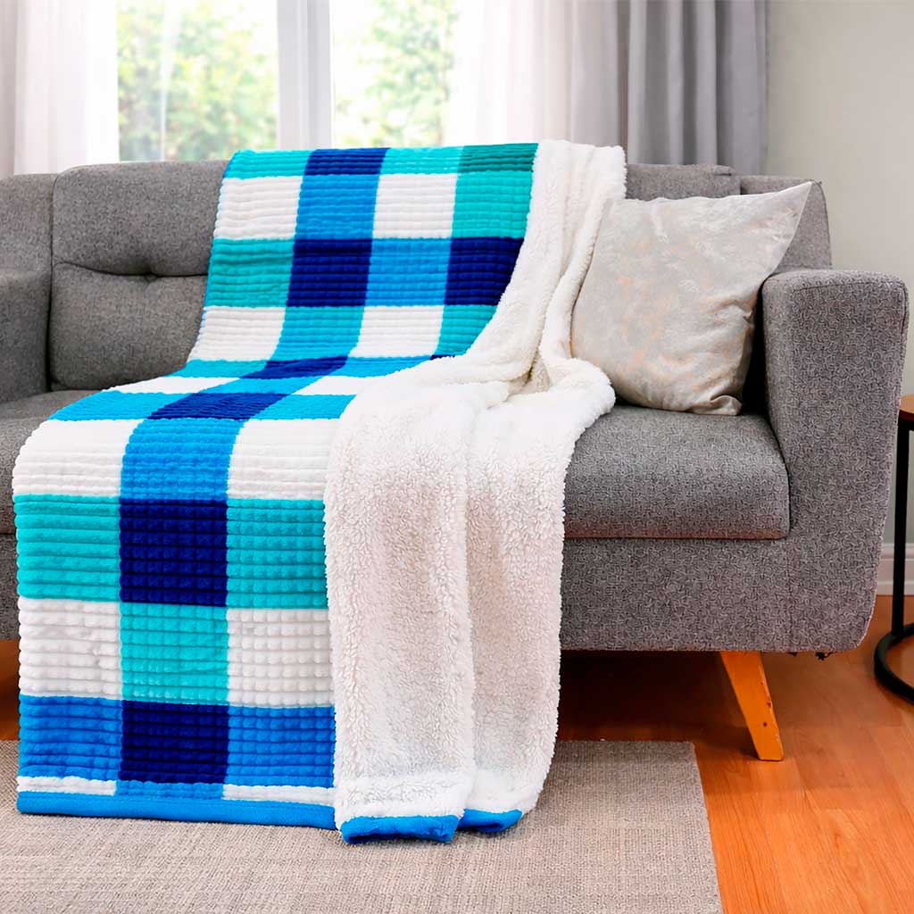 Cobija Ovejera Cuadros 2x2.20 m – Suave, Gruesa y Cálida | Casa Dorada - Casa Dorada