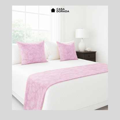 Pie de cama + 2 cojines marmolizados