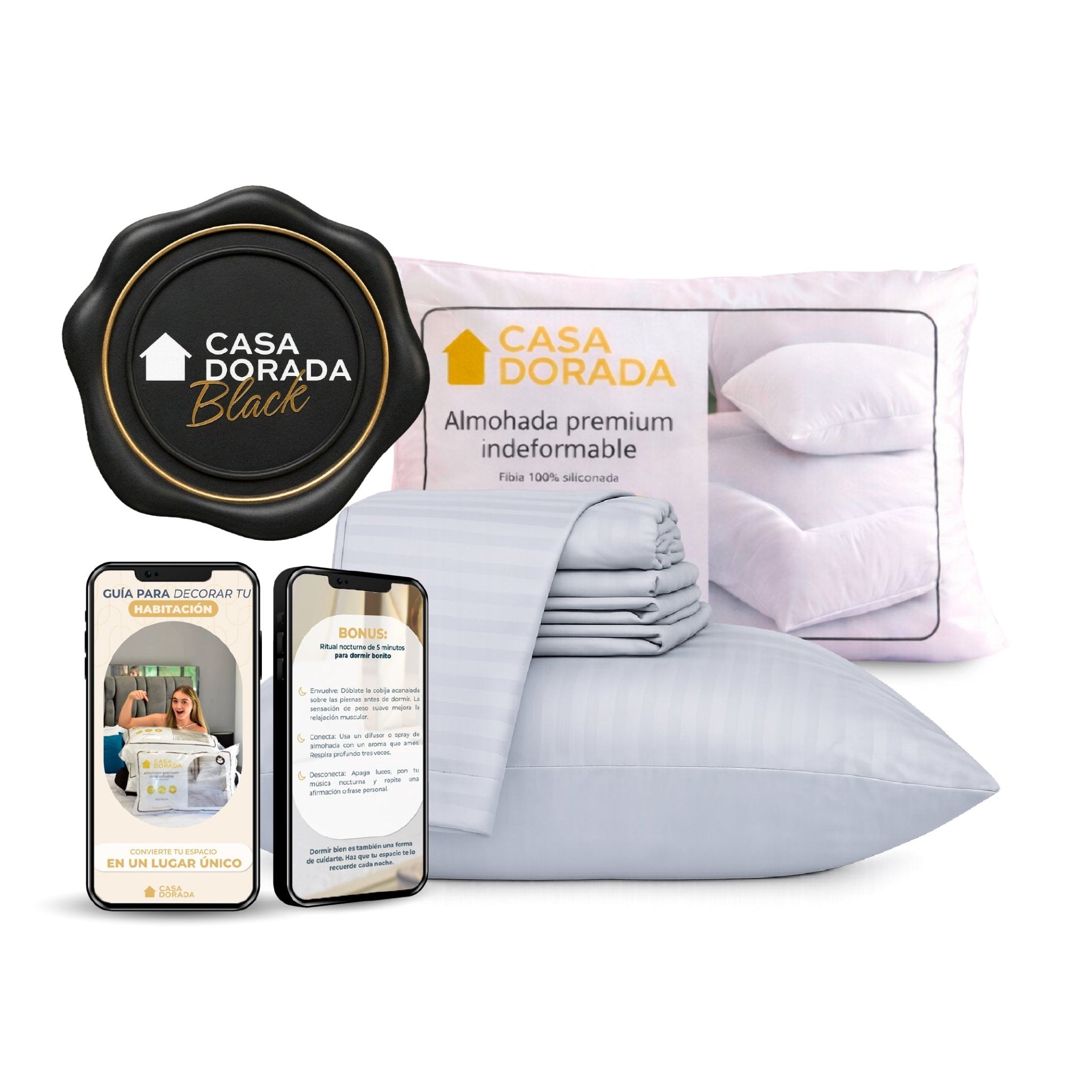 Juego de Sabanas + Almohada Gratis - Casa Dorada