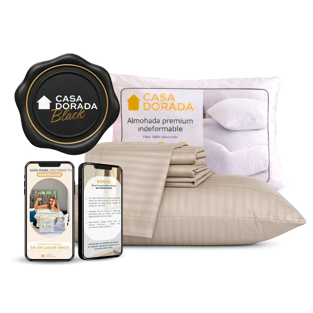 Juego de Sabanas + Almohada Gratis - Casa Dorada