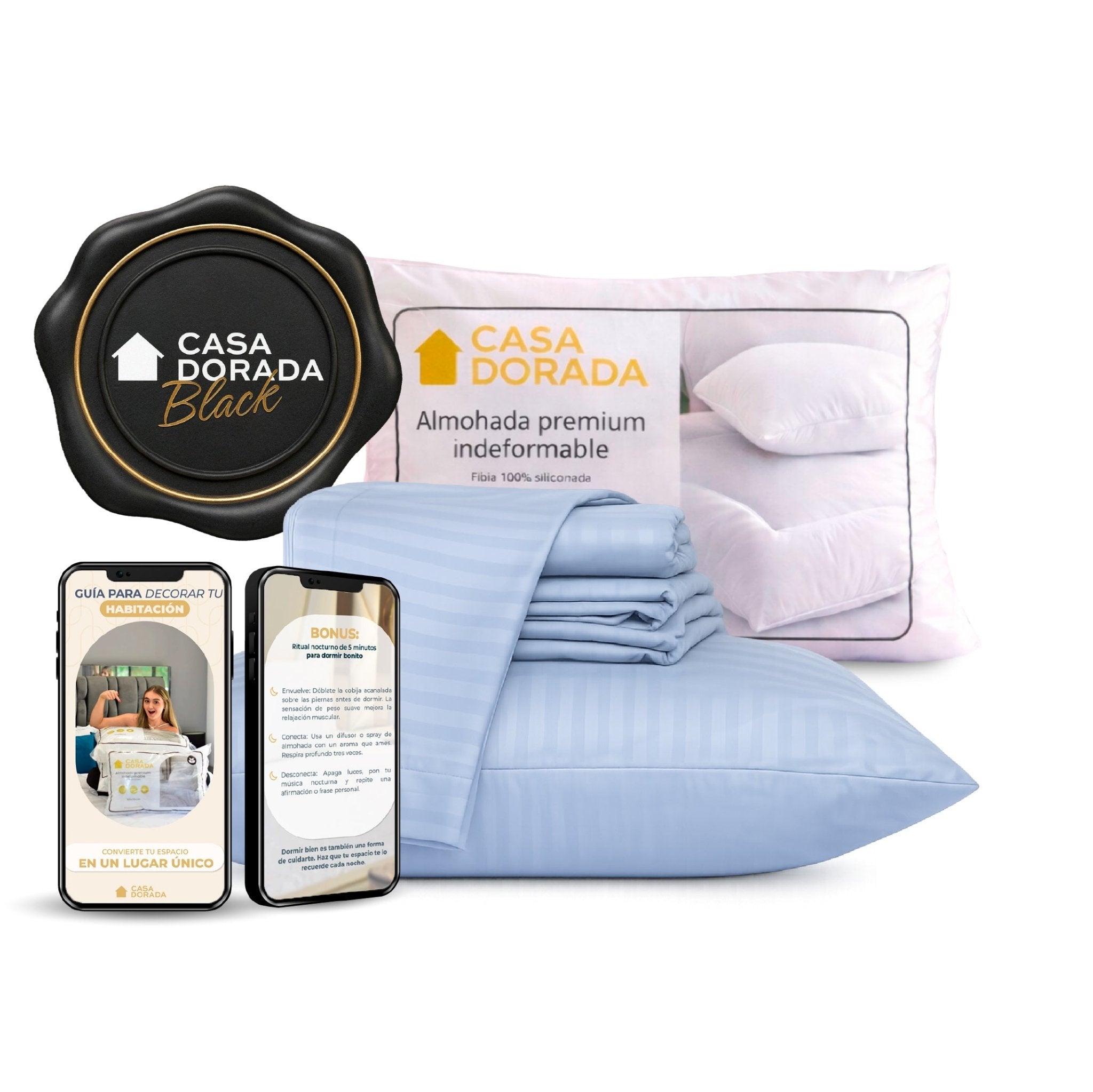 Juego de Sabanas + Almohada Gratis - Casa Dorada