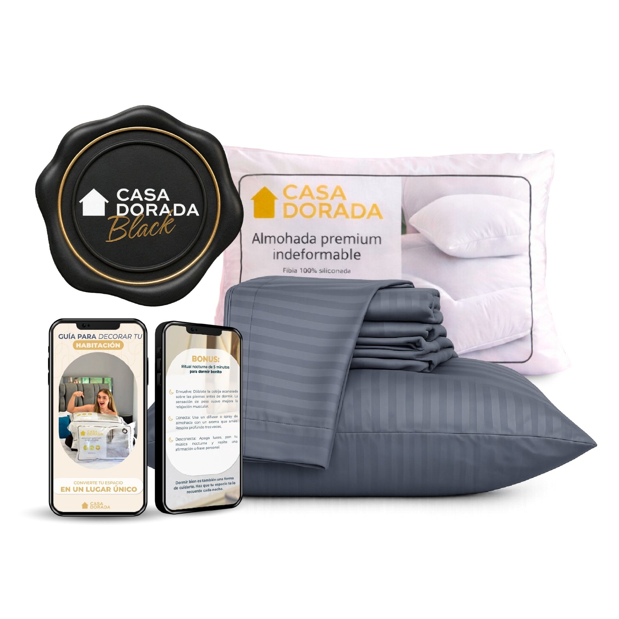 Juego de Sabanas + Almohada Gratis - Casa Dorada